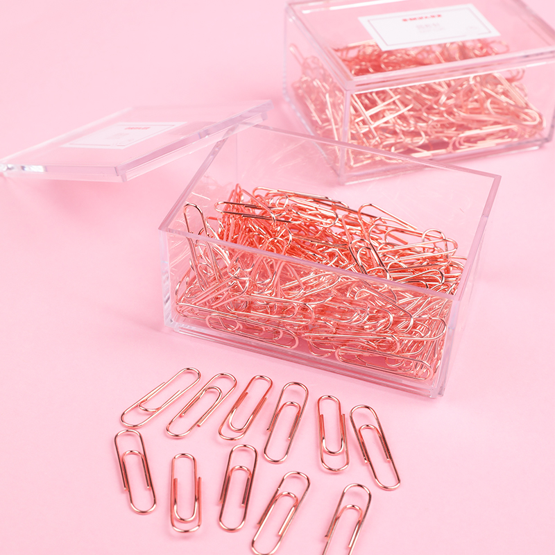 160pcs 28mm Rosegold Paper Clips Office Supplies Set